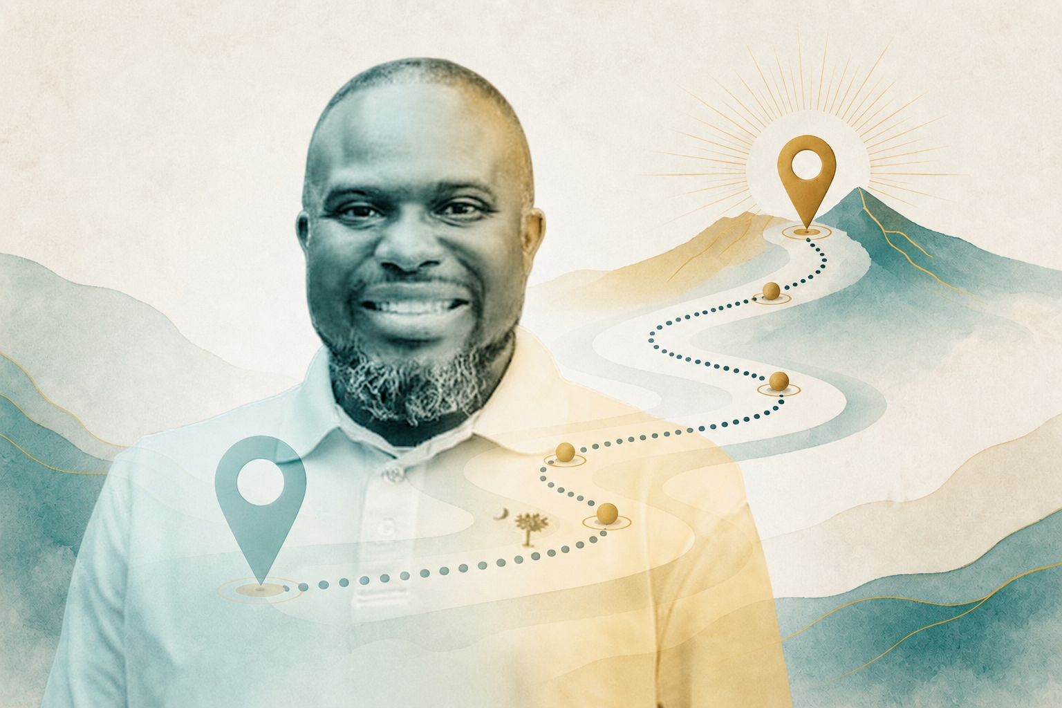 Abstract illustration of a path with milestones toward a goal, representing the LISW-CP licensure journey in South Carolina